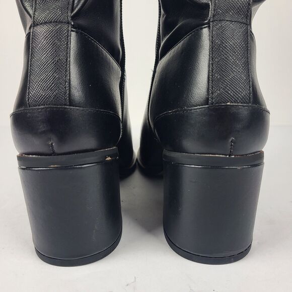 Franco Sarto Figaro Black Leather Knee High Heeled Stretch Faux leather Boots 8M - Picture 8 of 16